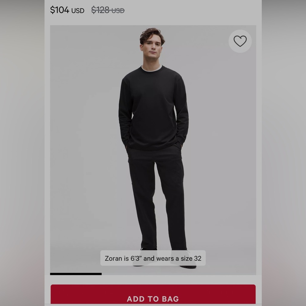 Mens Lululemon Black Cargo Pants *New*